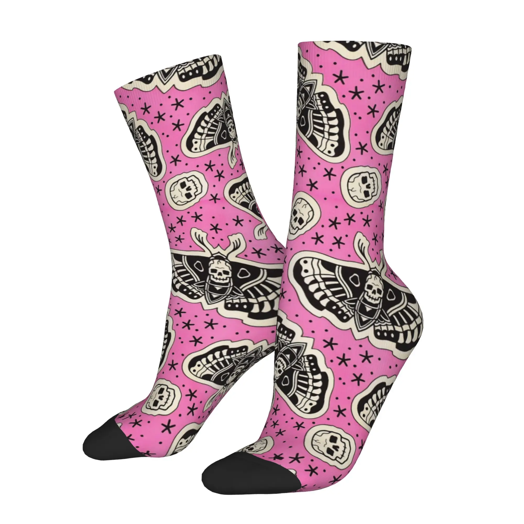 Halloween Gothic Socks Men's Women's Polyester Casual Mystical Moth Tarot Socks Spring Summer Autumn Winter Middle Tube Socks