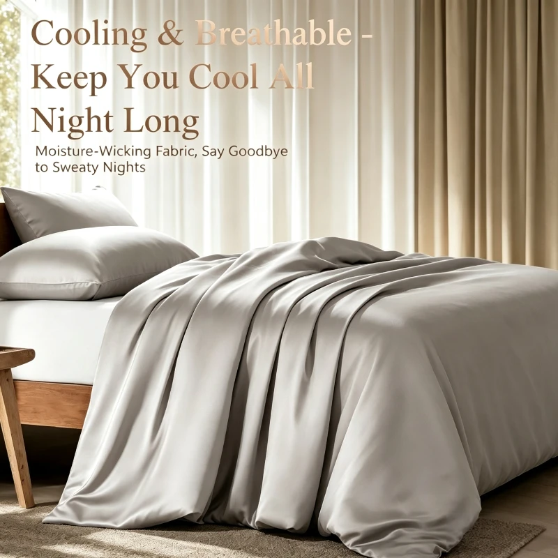 Down Quilt Cover Set of 3 Pieces, 100% Bamboo Organic Viscose Luxurious Soft and Cool. 1 Quilt Cover and 2 Pillowcases Wedding Gift Hotel's Top Choice Engagement Gift