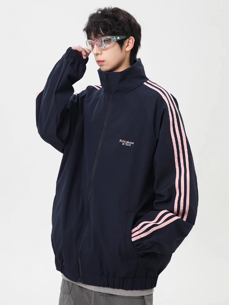 

Американский или Sle Color Blo Plaid Pilot Jaet, мужской весенне-осенний модный брендовый бейсбольный костюм в полоску с воротником-стойкой для пар