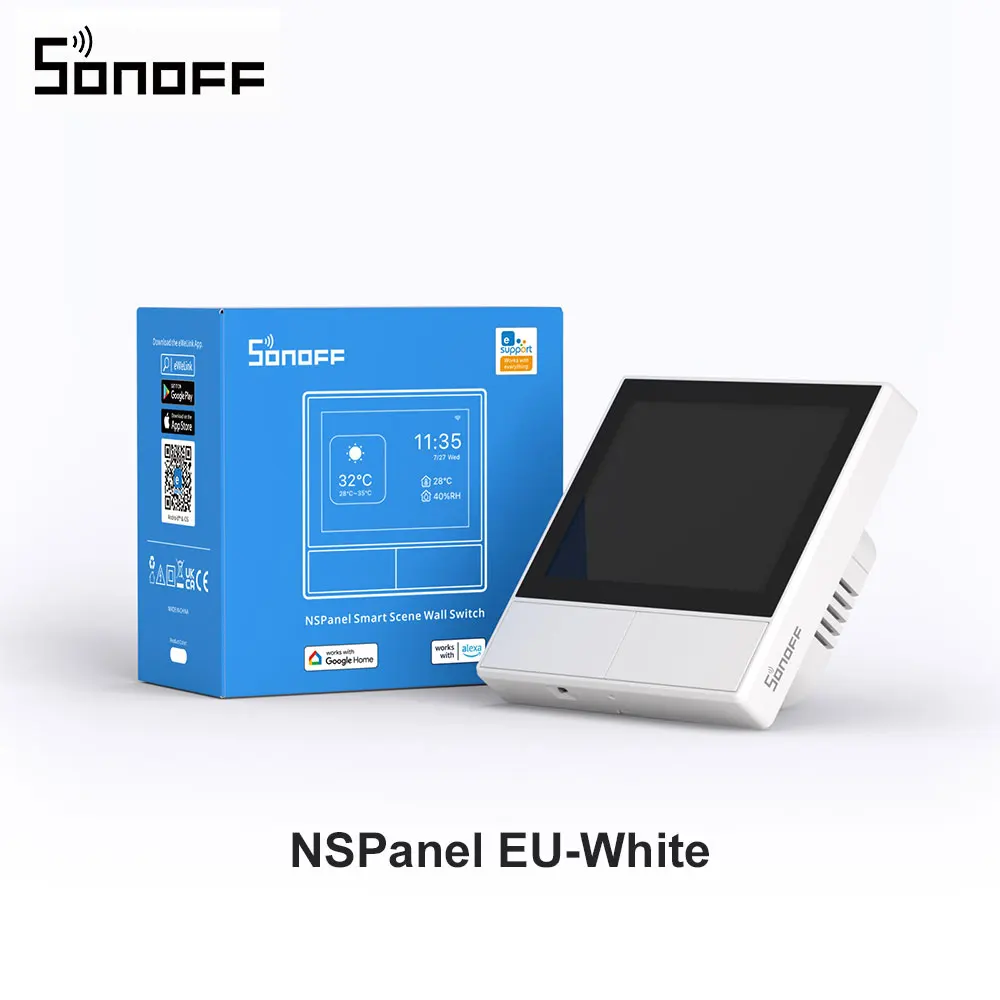 SONOFF NSPanel HMI LCD Smart Scene witte wandbediening EU/US thermostaat alles-in-één bediening via EWeLink APP, ondersteunt Alexa en Google