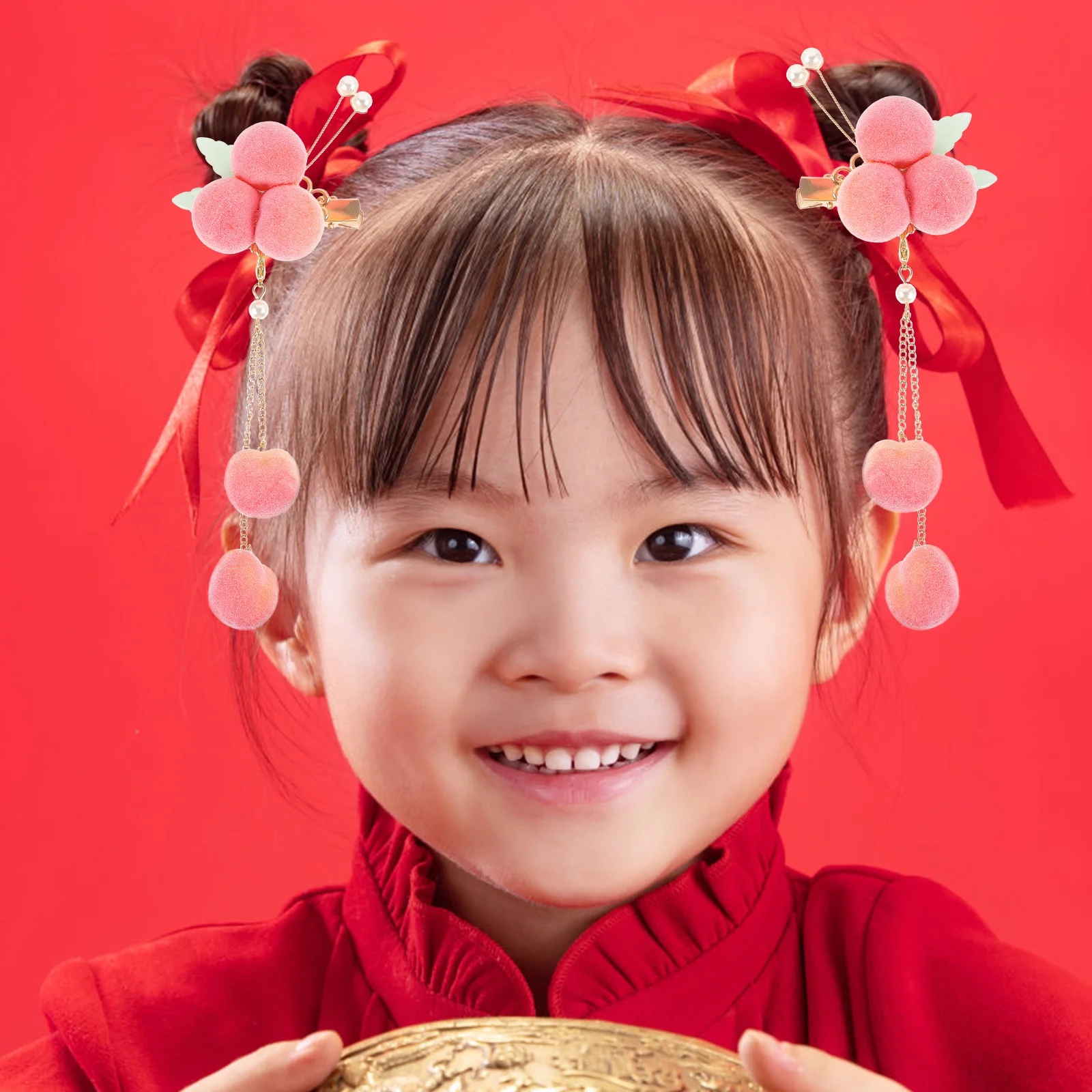 

2 шт. заколки для волос с кисточками, персиковые, для женщин и девочек, легкие милые заколки для тонких волос, для банкета, дня рождения, фотосессии