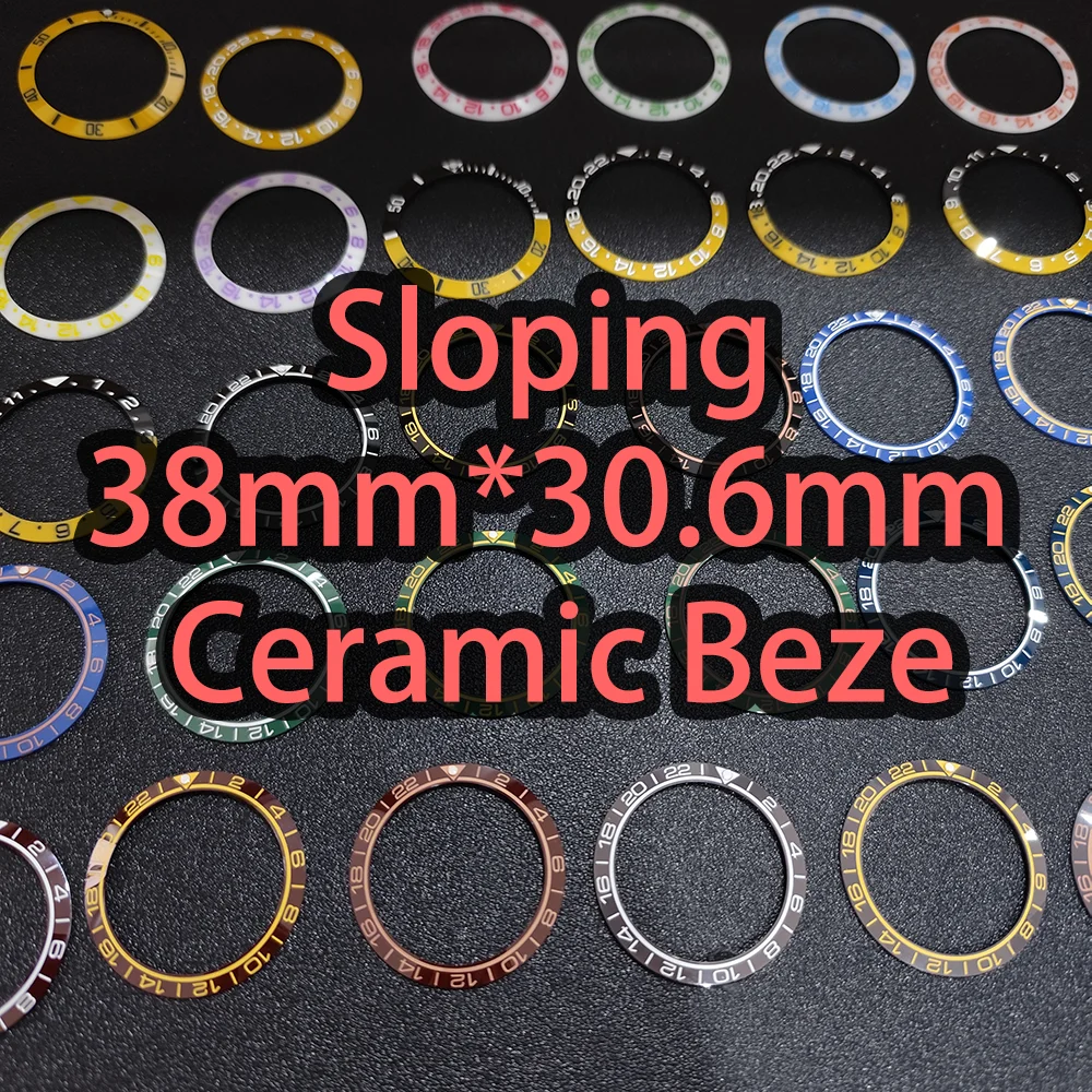 

38mm*30.6mm Sloping GMT and Diving Watch Ceramic Beze Insert For 40mm Men's Watches Case Replace Accessories Bezels Multi color