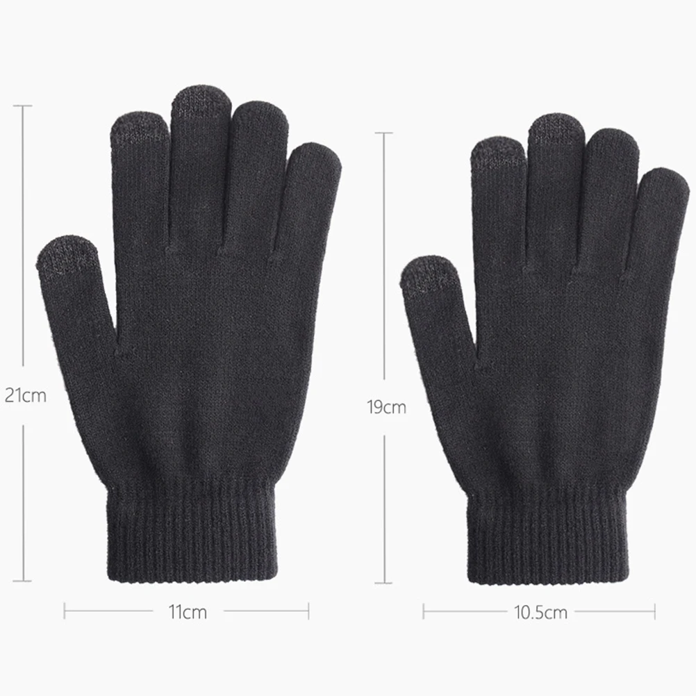 

Men Knitted Thick Warm Gloves Screen Touch Anti-Slip Outdoor Cold Weather Protective Gloves Black Glove for Gentlemen