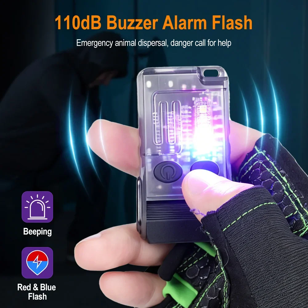 

BORUiT V20 4IN1 UV EDC Keychain Flashlight 1000LM Rechargeable Magnetic Torch With Compass Whistle Buzzer Emergency Gift Box