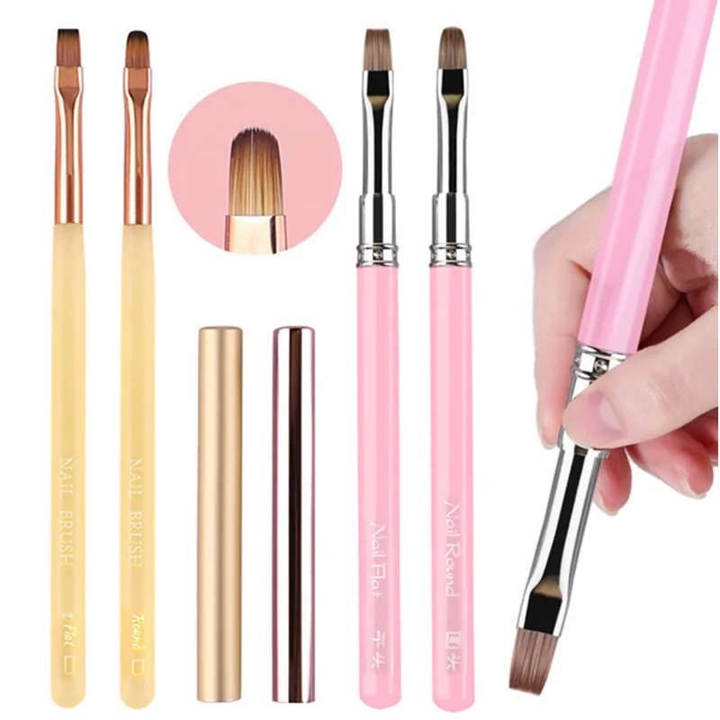 4Style Transparent Handle Nail Art Pen Brush Coloring Pen Large Square Round Light Therapy Pen Halo Pen Nail Drawing Pen