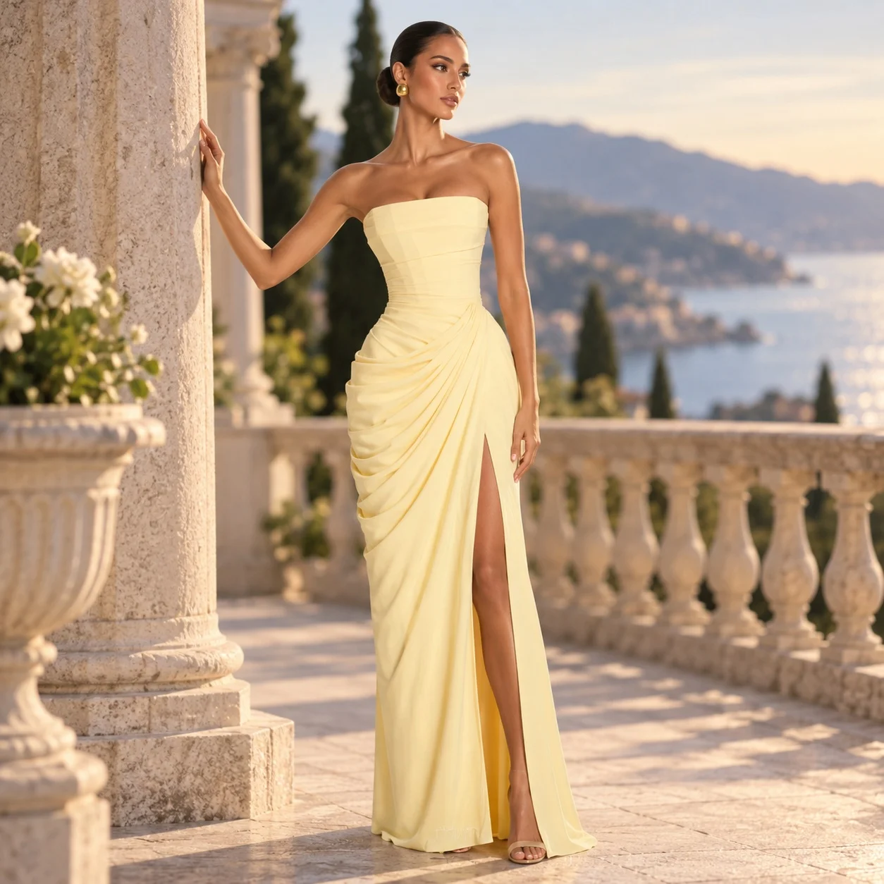 Slip on Bodycon Gown Maxi Length Elegant Floor Length Party Dress Collarless Socialite Style for Women Camping Spring Travel