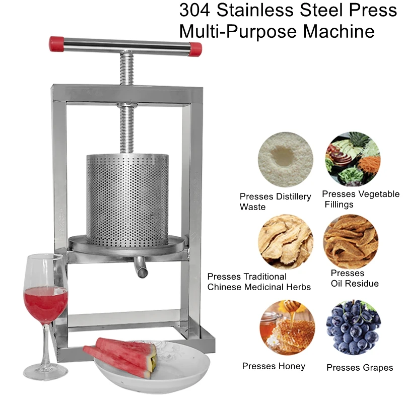 304 Stainless Steel Honey Press Home Use Juicer Circular Cake Press Manual Small-Scale Distillers Grains Press