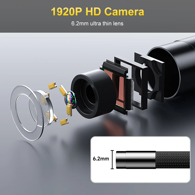 Joystick de endoscópio articulado de 4 vias 360 °   Câmera de rotação 5 ''tela IPS 6.2MM Cartão TF Bateria de boroscópio de inspeção de carro opcional