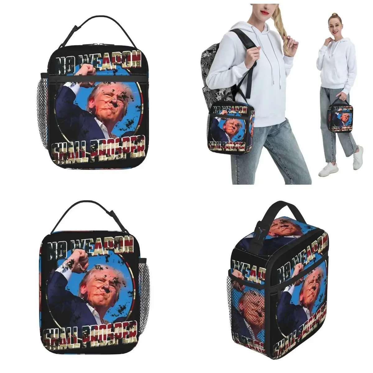 Insulated Lunch Tote Bag Trump Shot 2024 President Election Merch Shooting at Trump Rally Box Harajuku Cooler Thermal Lunch Box