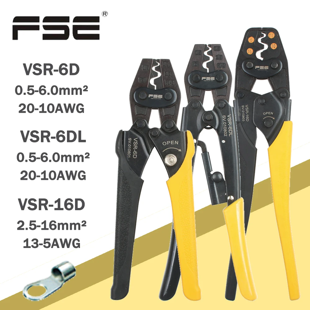 VSR-6D VSR-6DL  VSR-16D Crimping Pliers For 0.5-6mm2 20-10AWG Bare Terminals Upgraded Version Hand Tools