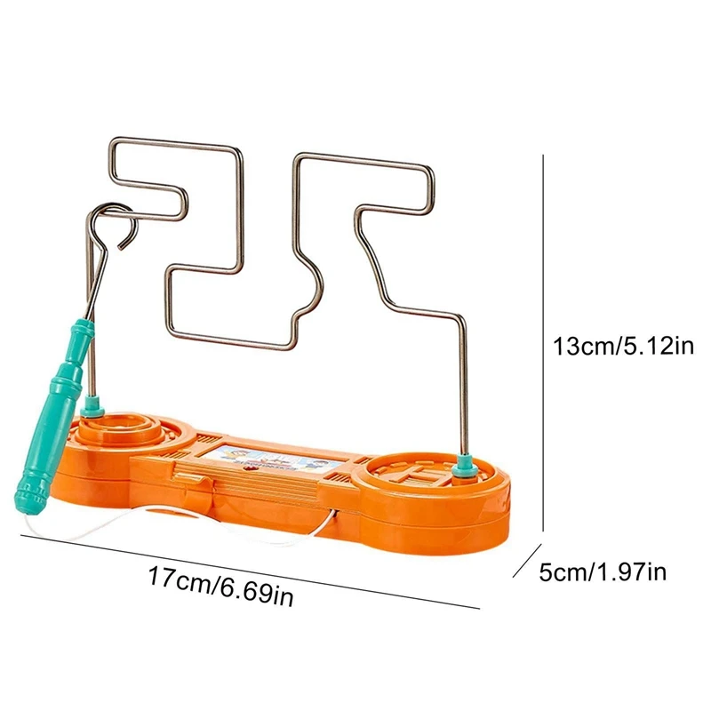 2X Bump Maze Toy Electric Dont Buzz The Wire Game Классическая настольная игра-головоломка Ретро-игрушки для семейного сбора, оранжевый