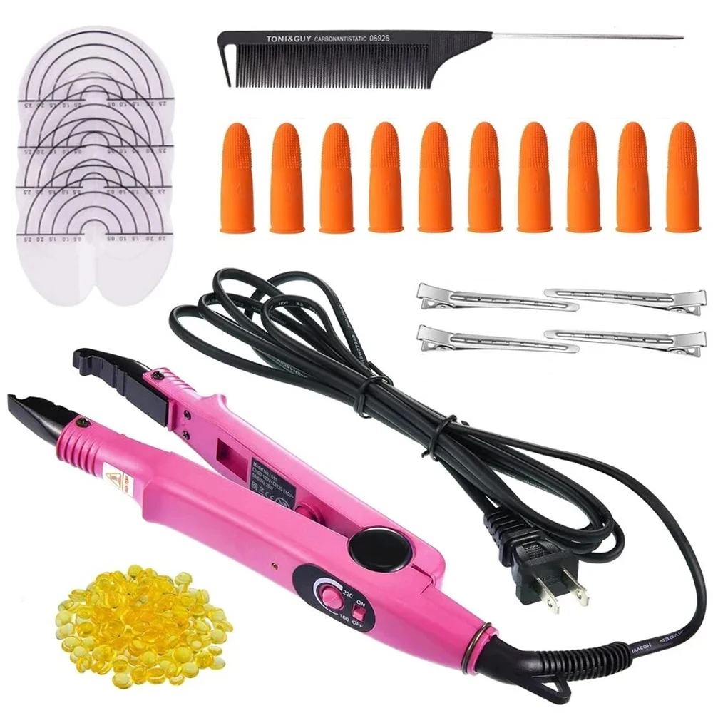 

Professional Hair Extensions Tool Fusion Heat Iron Connector Wand Melting With 100G Keratin Glue,Hair Clips Protect Scalp Guards