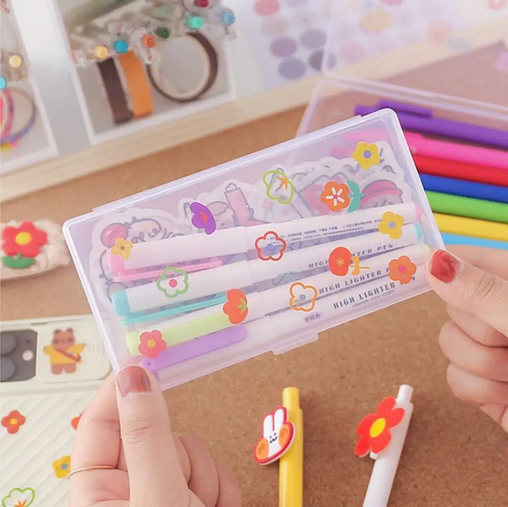 1pcs/lot Transparent Desktop Organizer Pencil Box Photocards Storage Box Classification Box School Office Stationery