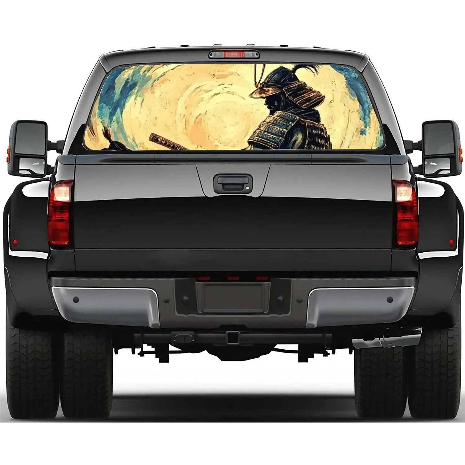 

Samurai Wave Vortex Print Car Rear Windshield Sticker Truck Rear Window See Through Perforated Back Window Vinyl Decal Decor
