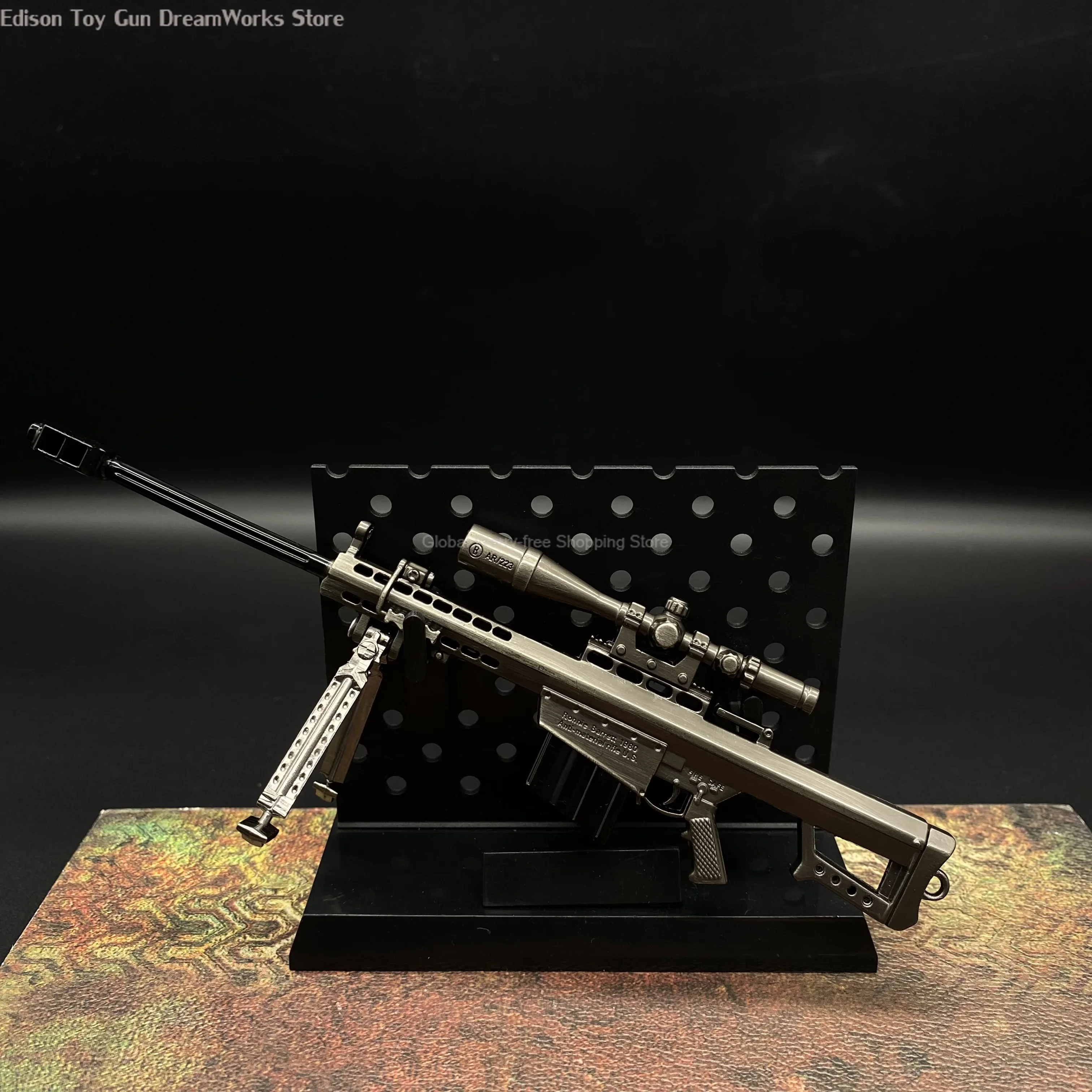 Metal Barrett Sniper Rifle Gun Chaveiro, Modelo minúsculo de liga, Figura Arma, Exibir Arte, 6.7 Brinquedo, M82A1, Novo, 2024