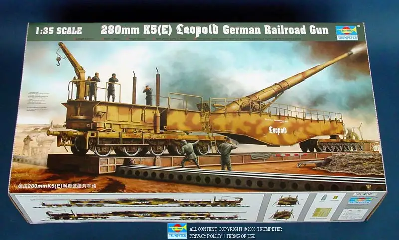 Trumpeter 00207 1/35 280mm K5[E] German Railroad Train Gun Military Collectible Plastic Assembly Model Toy Building Kit