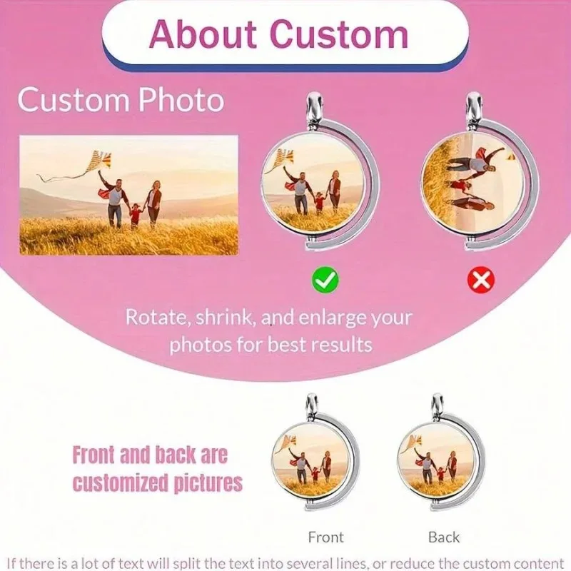 Custom Photo Keychain, Double-Sided Rotatable Metal Key Pendant, Can Be Used as a Gift for Parents' Day, Valentine's Day