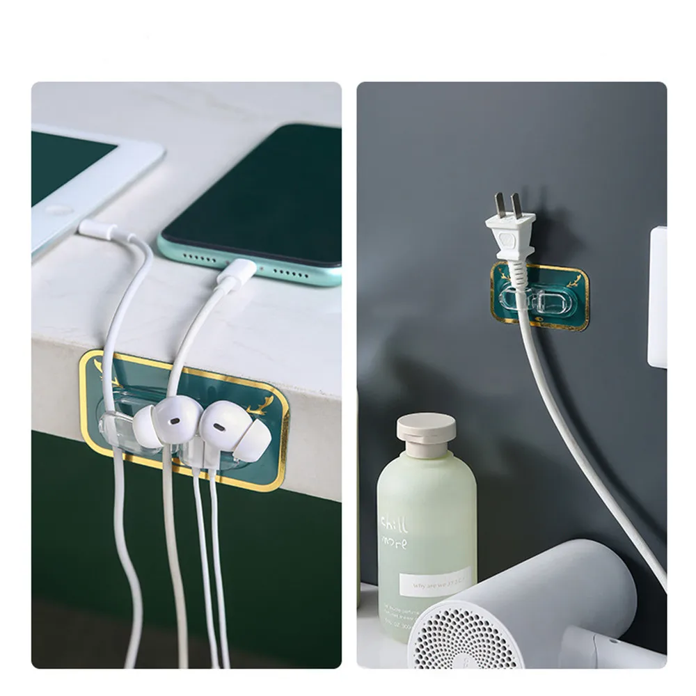 

4pcs Self-Adhesive Cable Organizer Management Clips Data Telephone Line Wire Holder Desktop Organization Home Storage