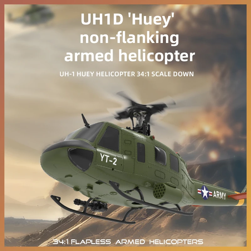 RC Plane F07 Huey UH1D Optical Flow Positioning Helicopter 1:34 Full Scale Six Channel 3D Stunt Helicopter Model Christmas Gift