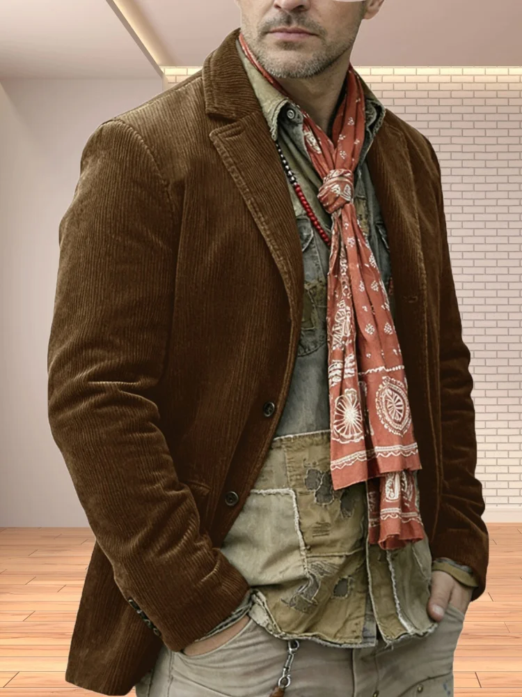 

Elegant Corduroy Mens Suit Jacket Fashion Slim Fit ComfortableAutumn Mens Clothing Casual Fashion Slim Fit Comfortable