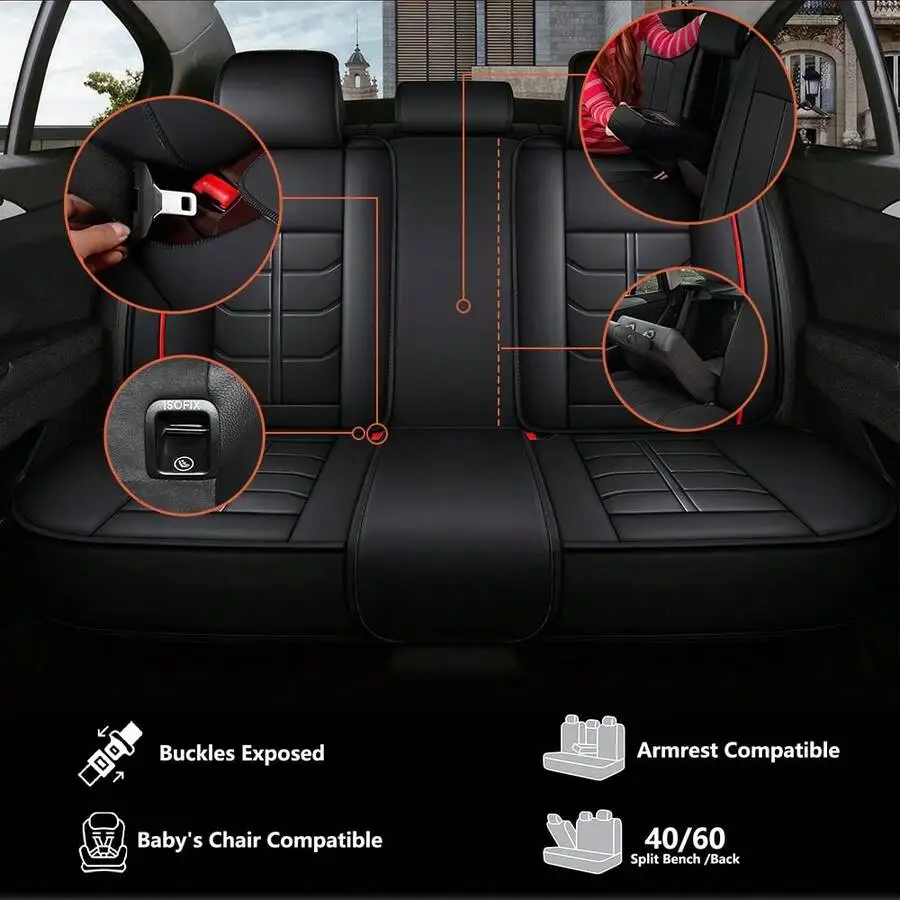 

Premium Nappa Leather Car Seat Covers For Sedans SUV Hatchbacks Crossovers 5 Seats With Lumbar Support