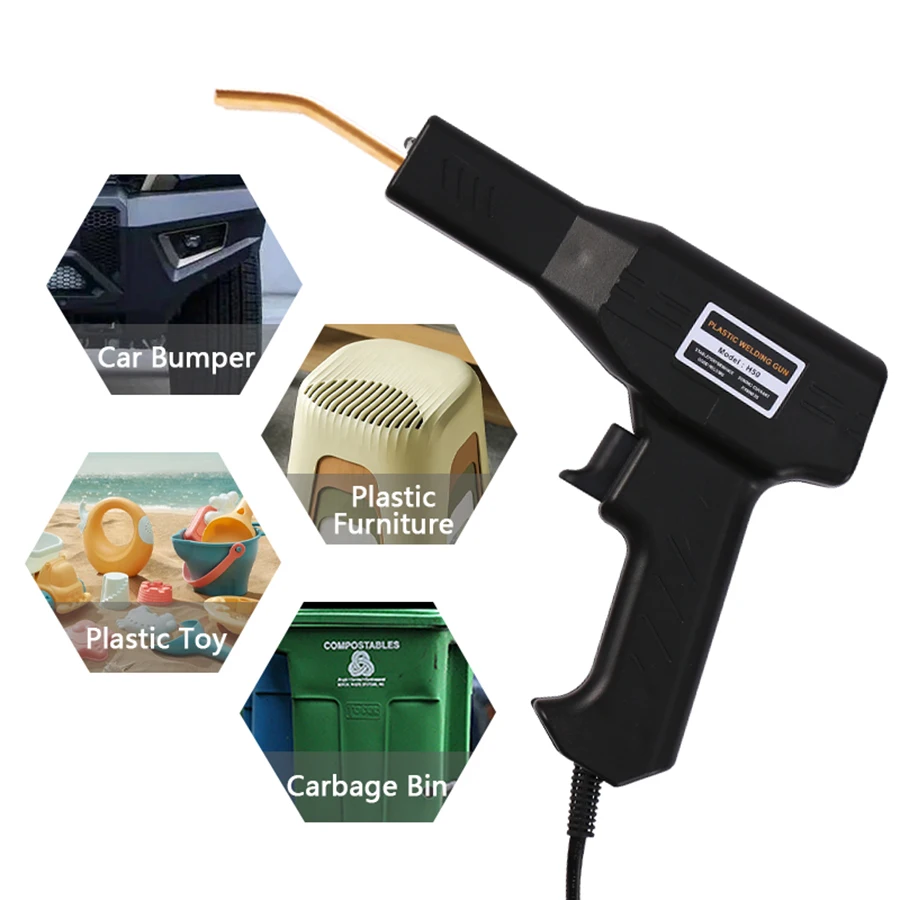 Black 50W Welding Machine EU Plastic Welding Gun With 4 Kind Of Nails Car Bumper Repair Cracking Tool Garage Nailer PVC Machine