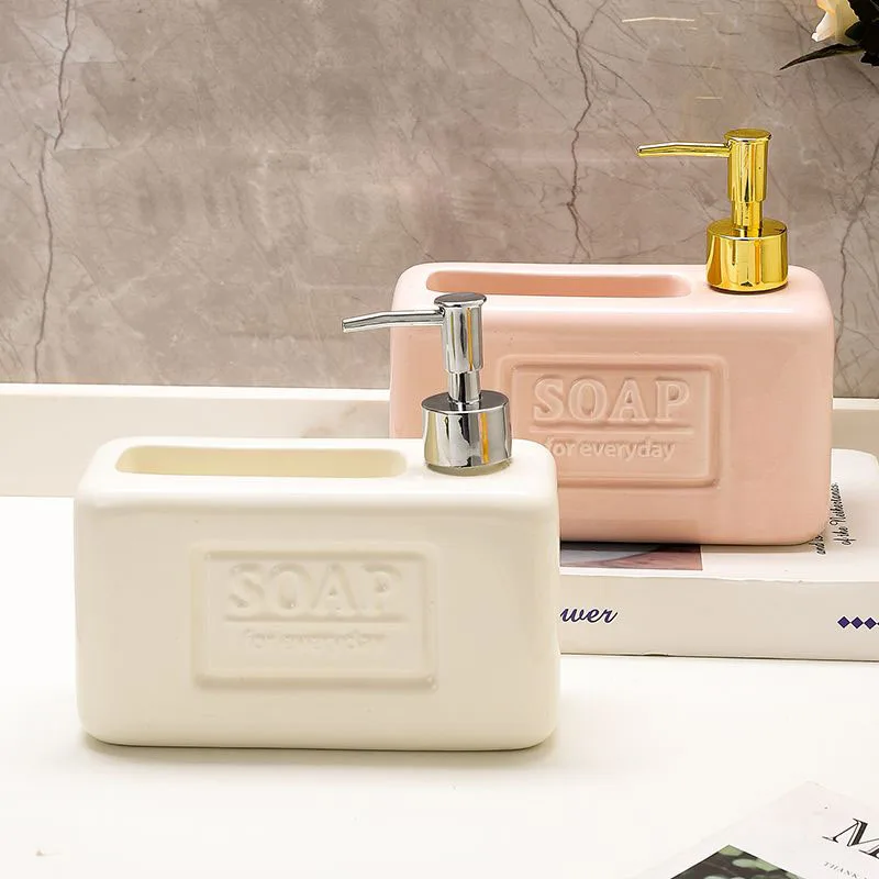 

European Press Style Square Lotion Device Ceramics Creative Hand Wash Bottle Bathroom Large Capacity Soap Liquid Bottle ZD253