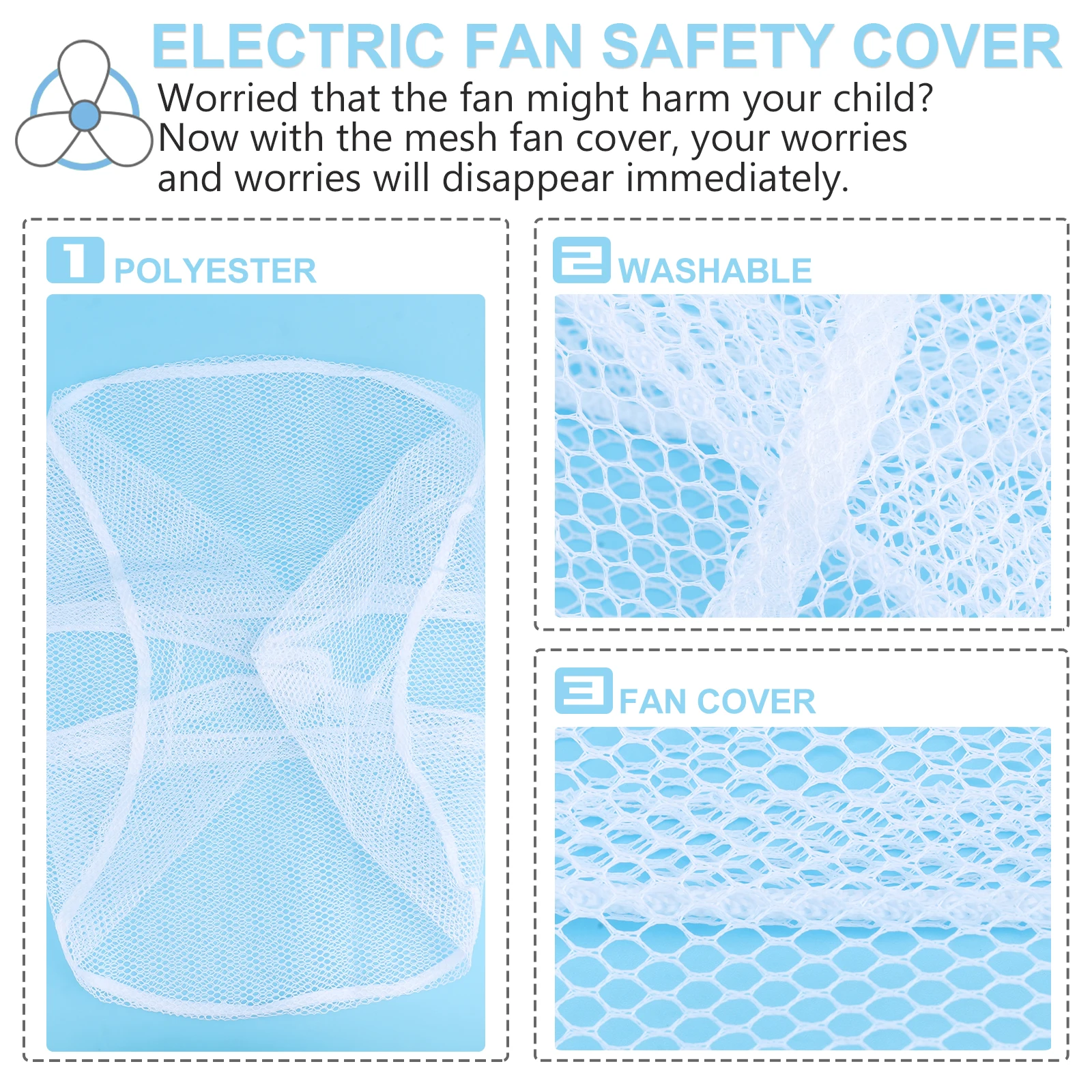 

2pcs 45Cm Fan Safety Cover Child Protector Mesh Guard Net For Summer Durable Stretchable Electric Fan Protection Guard