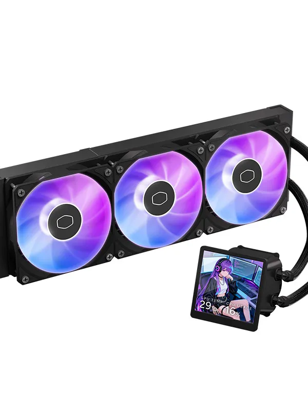 Enfriador Líquido Coolermaster B360 LCD 360 para Computadora de Escritorio, Radiador de Refrigeración por Agua con LED ARGB de 3/4 Pines, Diseño Silencioso