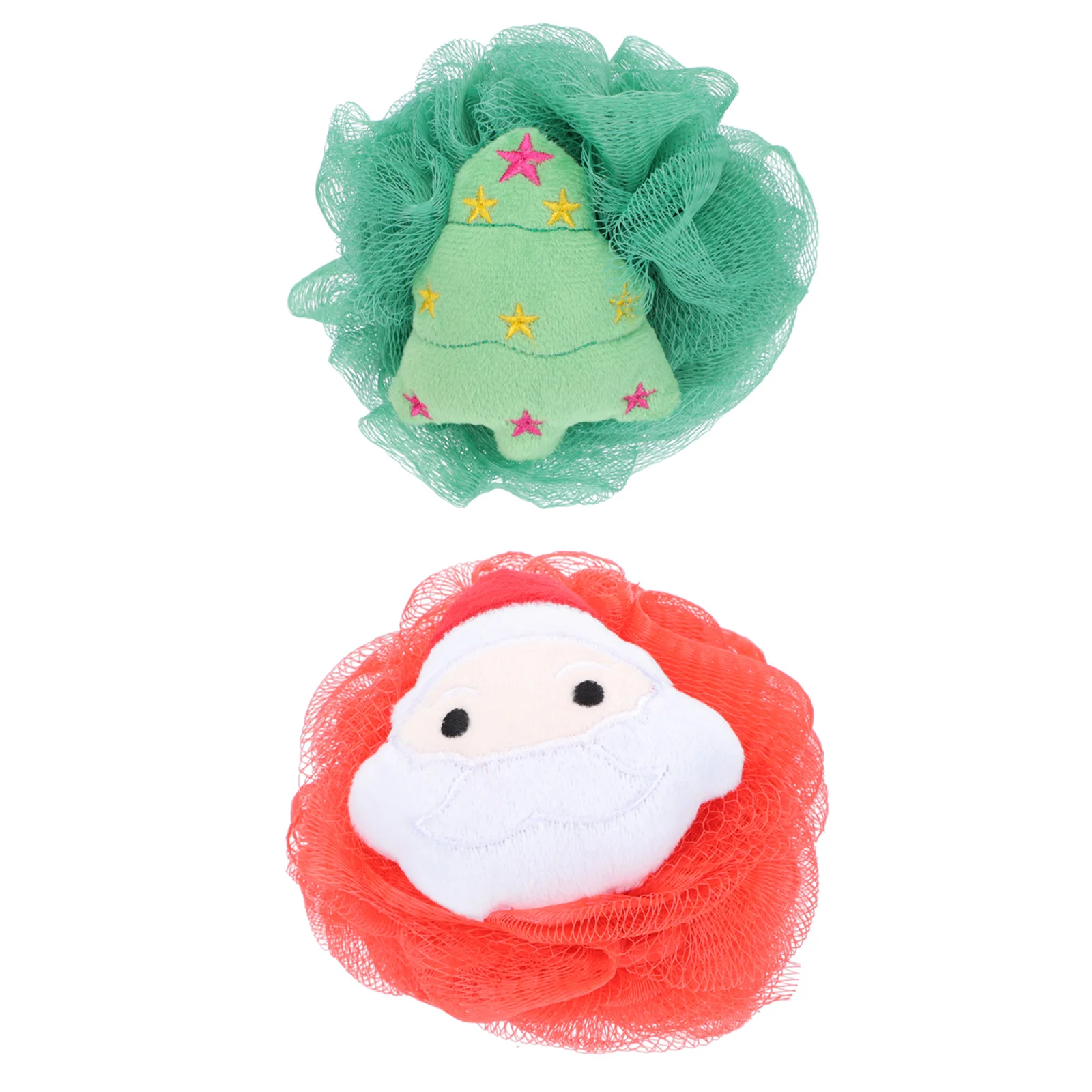 

2 Pcs Shower Back Scrubber Bath Ball Sponge Balls Bubble Christmas Pouf Sponges