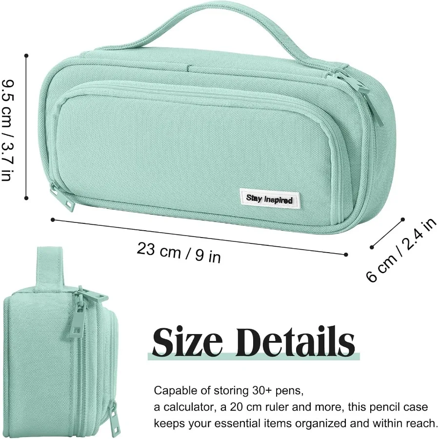 女の子と男の子のためのハンドル付きの大きなペンケース - 学校やオフィス用品のための可愛い整理ポーチ、収納に最適