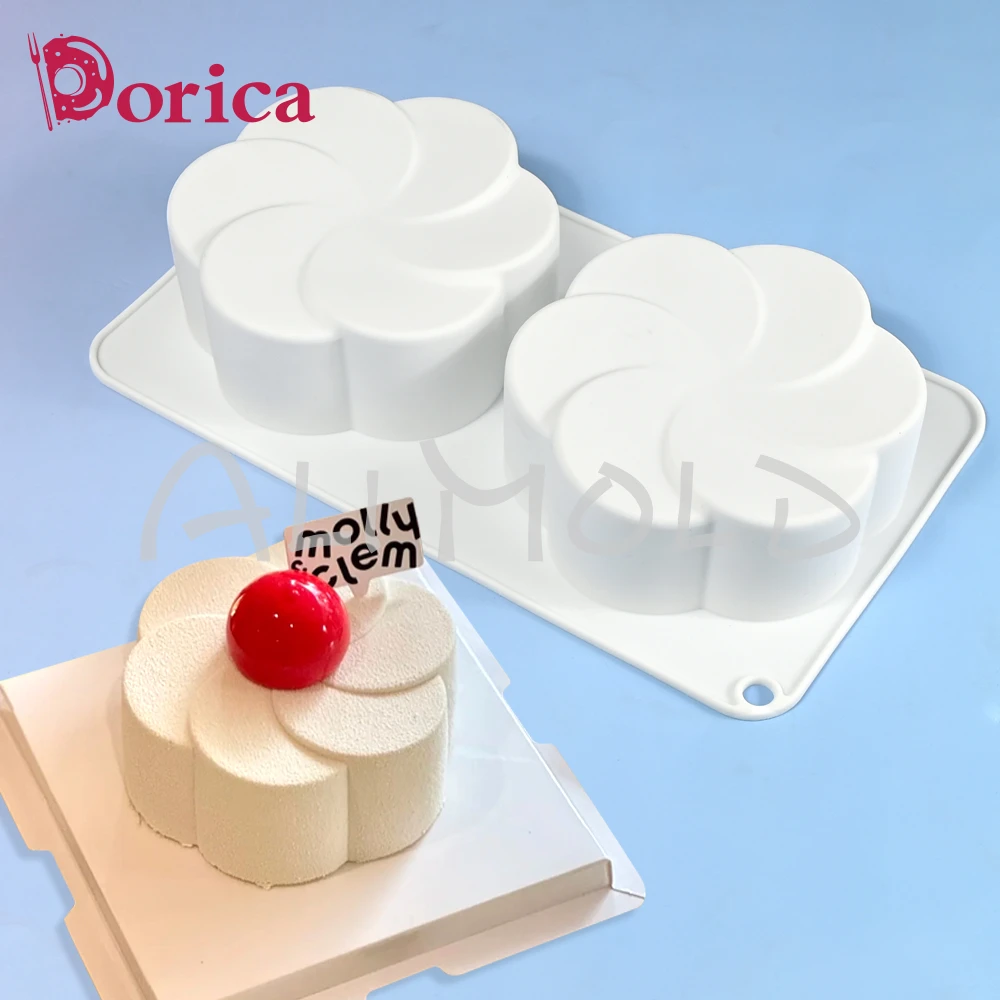 Dorica Fan-shaped Flower Silicone Molds Pudding Chocolate Mousse Mould Pastry Baking Pan Cake Decorating Tools Kitchen Bakeware