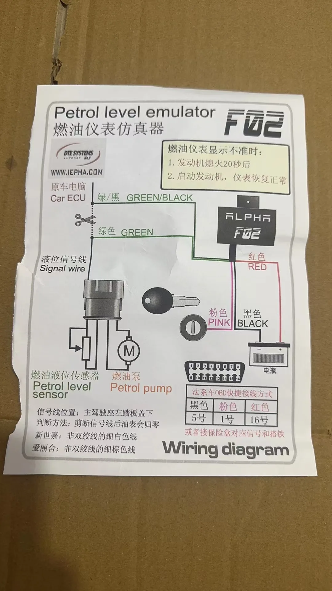 Emulatore di livello della benzina Diagnostica l\'indicatore di livello del carburante del veicolo a gas