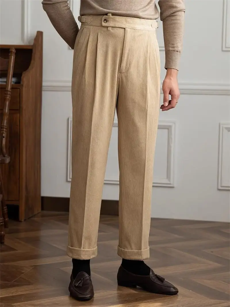 

Autumn Winter Retro Trendy Corduroy Suit Pants tall men tailored suit business suit pants slim fit hip lifting men's pants