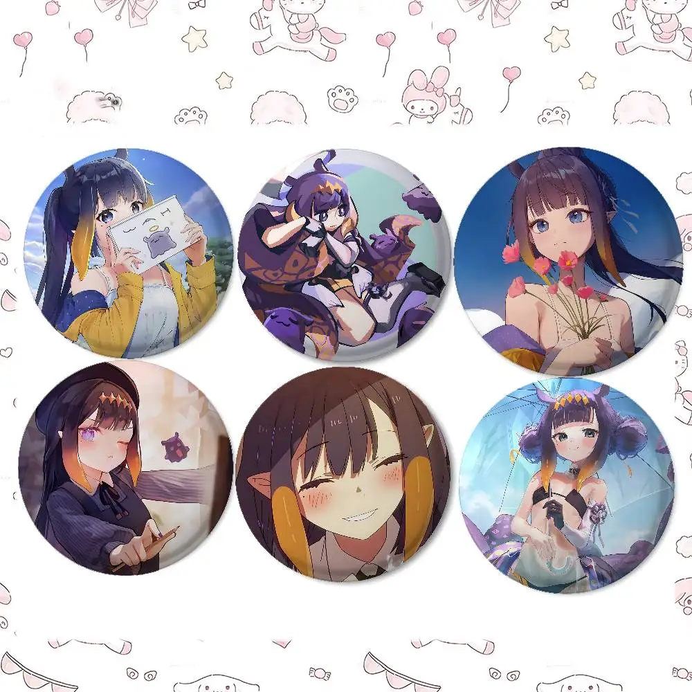 Cartoon N-Ninomae I-Inanis Badges Peripheral Lapel Pins Tinplate Round Brooch For Shoulder Bag Accessories Souvenir Gifts