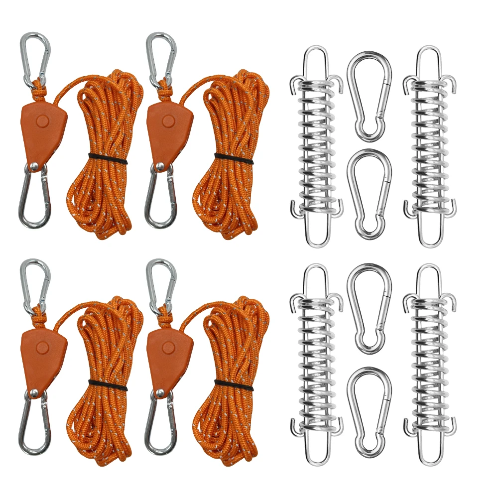12 stks/set Tent Wind Touw Lente Gesp 4mm 4m Camping Reflecterende Tent Vastbinden Touw Spanner Bevestiging wind Touw Vaste Haak