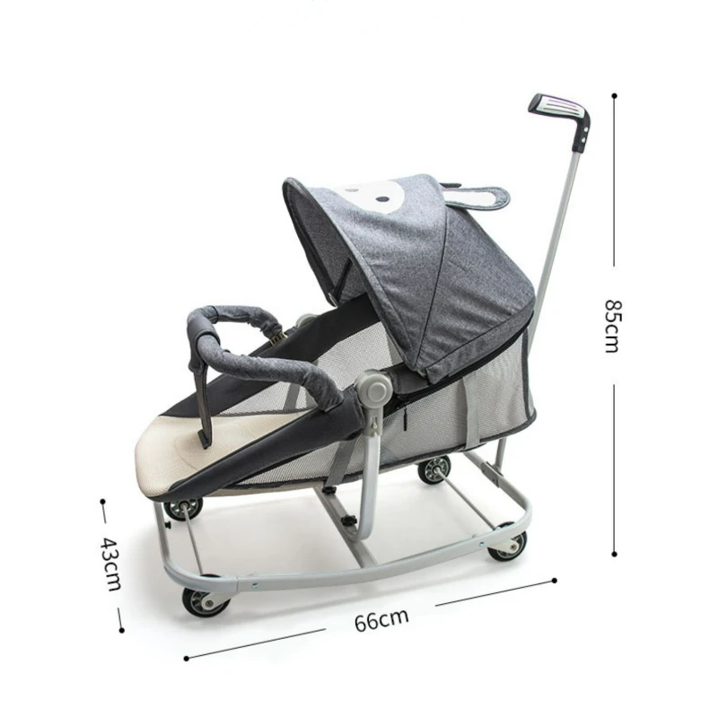 Baby Rocking Chair with Wheels Anti-roll Baby Comfort Chair Multi-gear Adjustment Newborn Baby Rocking Bed Sleeping Cradle Bed