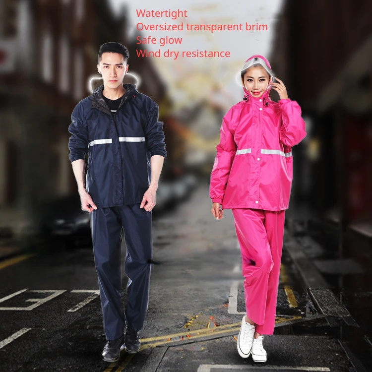 Thickened Motorcycle Raincoat Set Split Raincoat Adult Split Raincoat Double Raincoat Rain Pants Waterproof Poncho Rain Coat