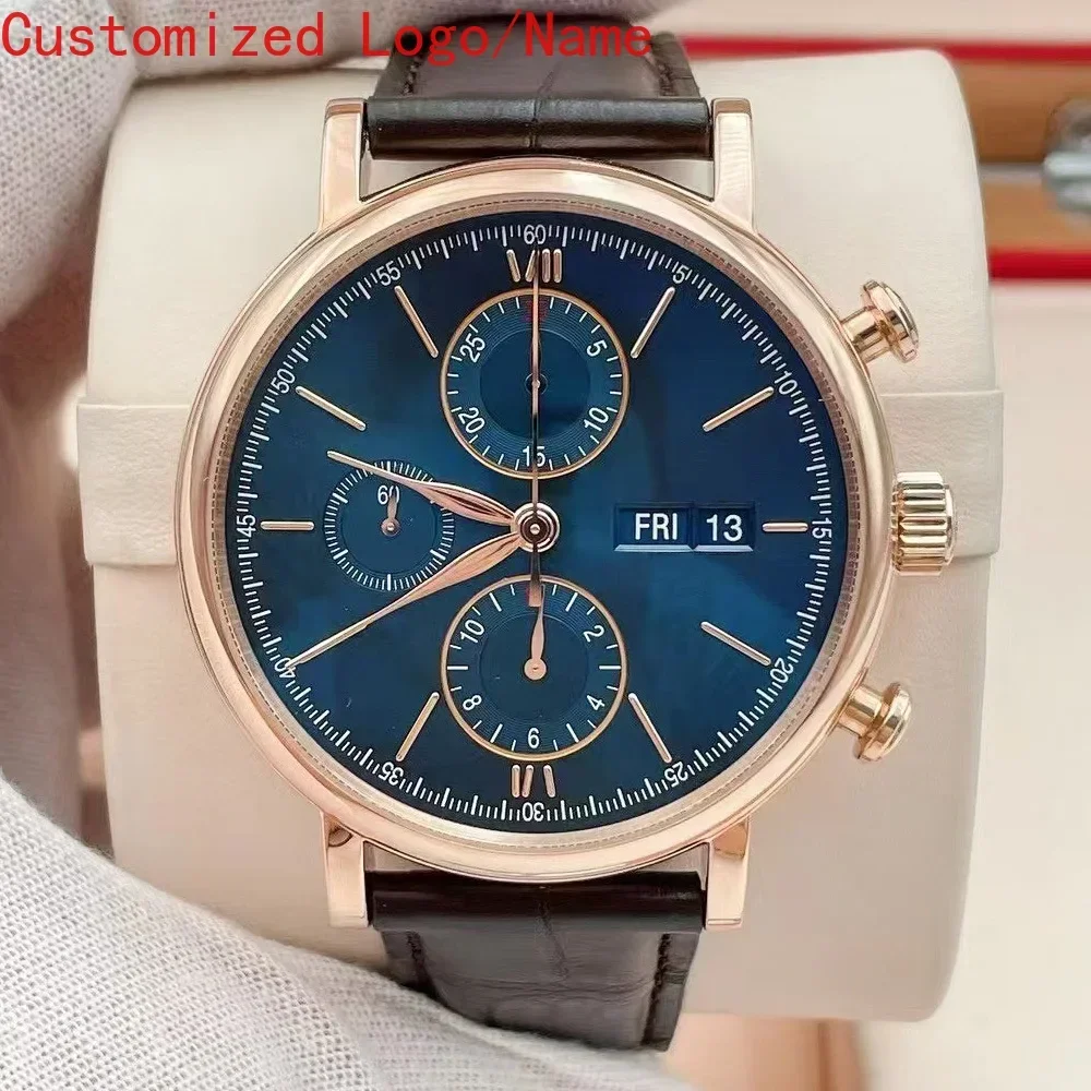 التقويم الروماني الهاتفي الياقوت الفاخرة الجديدة الرجال التلقائية الميكانيكية ووتش الفولاذ المقاوم للصدأ الأسود الأزرق ساعات جلدية مخصصة #6