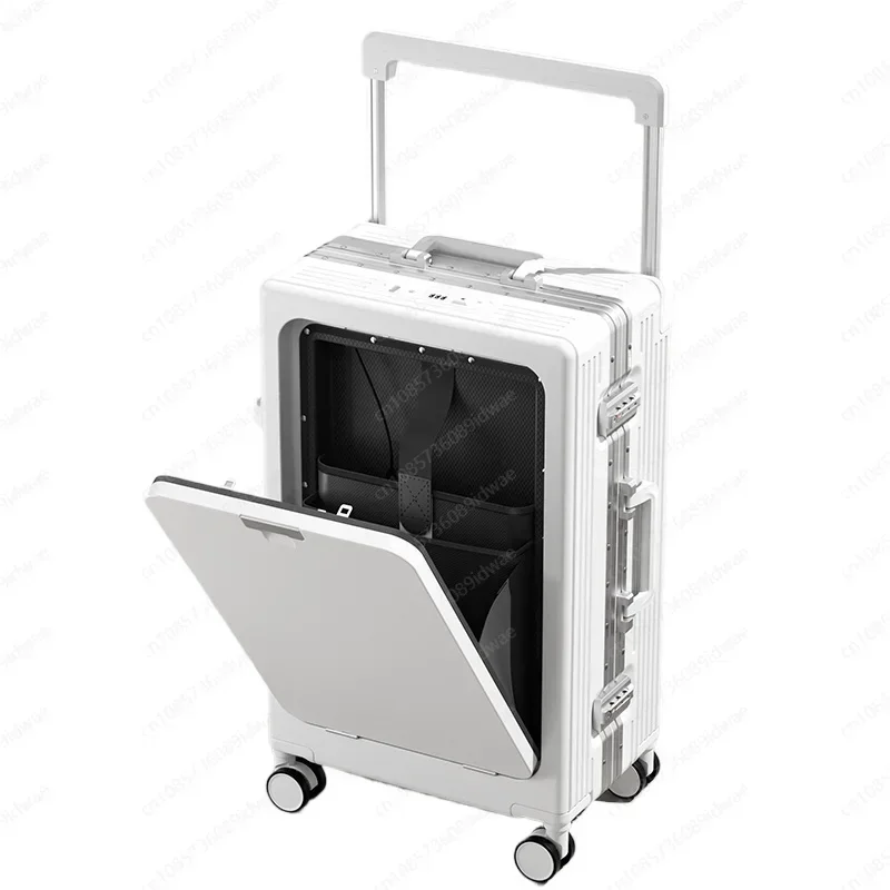 Wide trolley suitcase Front open trolley case Multifunctional boarding case 26-inch password box for men and women