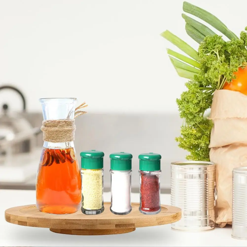 Natural Wood Texture Tray Bamboo Spice Storage Tray Turntable 360° Rotating Condiment Organizer Versatile Kitchen Vanity