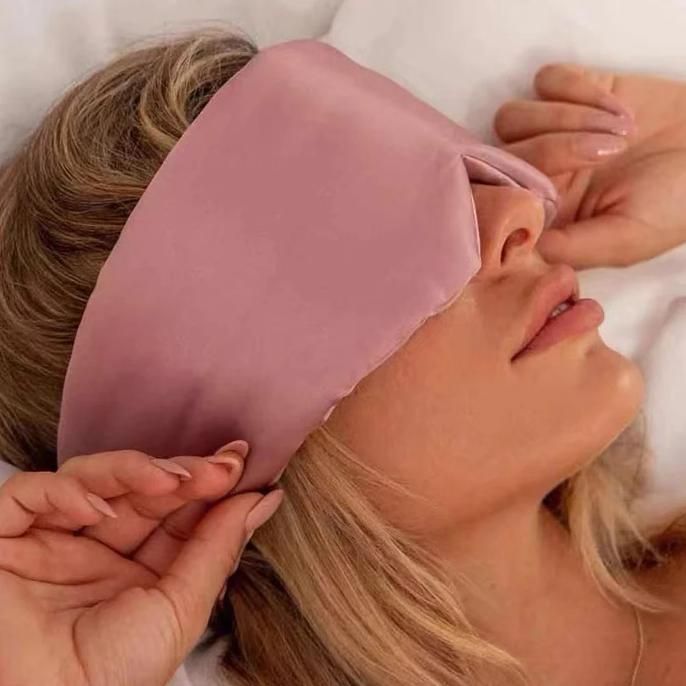 YANRONG 100% Natural Silk Solid Colo Soft Sleep Mask 22 Momme Noise Reduction Ear Protection Shading Air Travel Large Eye Mask