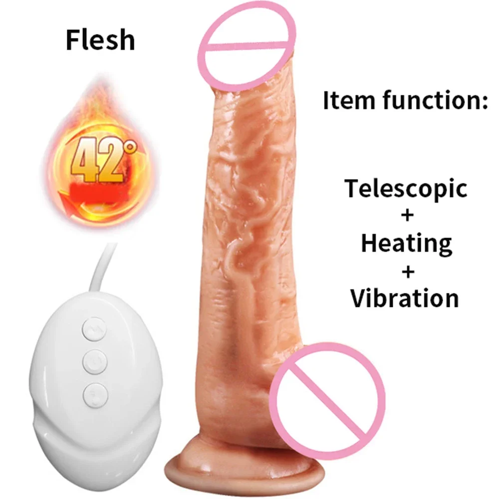 New Automatic Telescopic Heating Dildo Vibrator Vaginal Masturbator Huge Real Penis Machine Sex Toys For Women Sexual Product