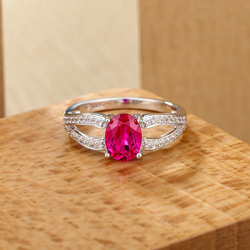 CHARMING Luxury Original 1.5CT RUby Sapphire Rings S925 Silver Setting Emerald Ring for Women Engagement Vintage Jewelry Gifts