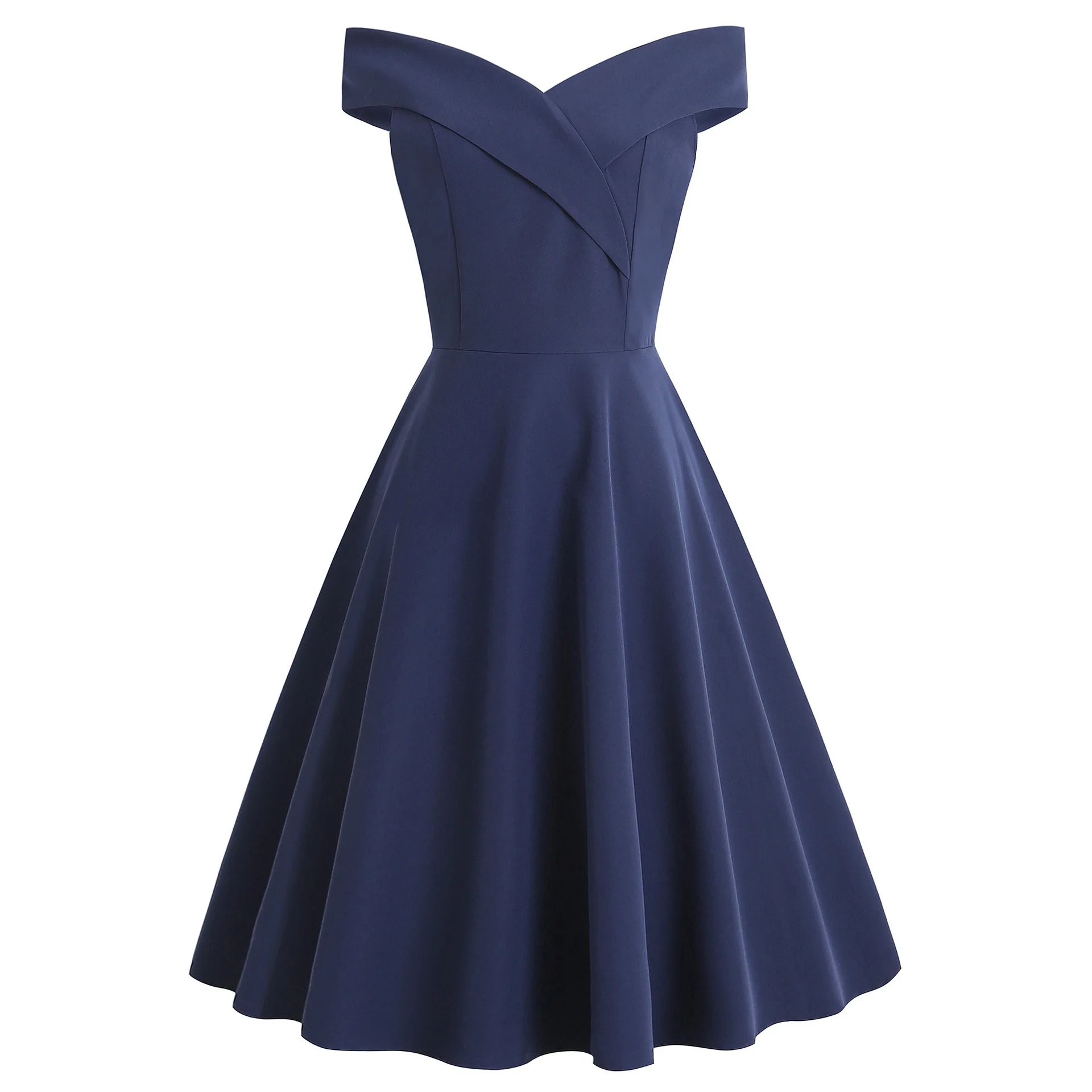 European and American evening dress women's one line neckline dress cocktail party dress party dress