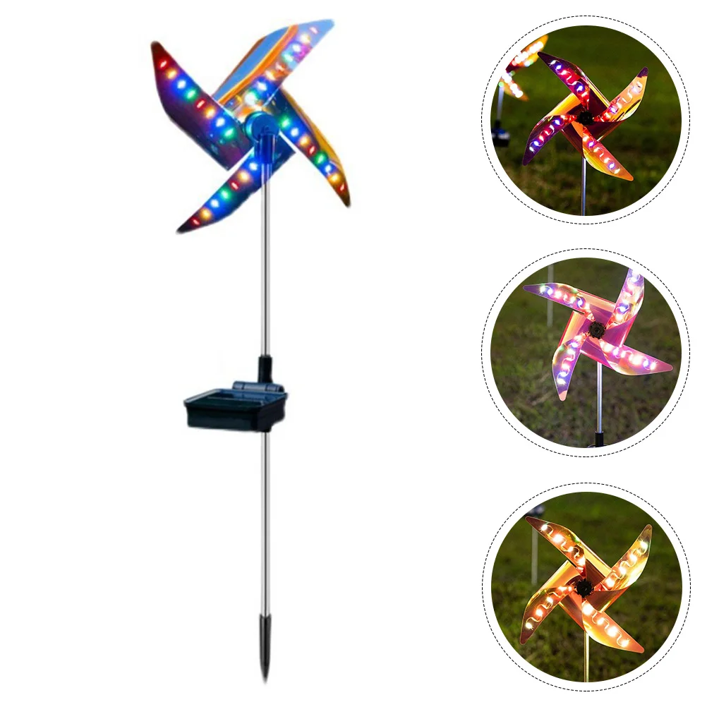 

Decorations Solar Windmill Light Lamp Ground Inserting Signage Garden Scene Adornment Rotating Pinwheel Colorful