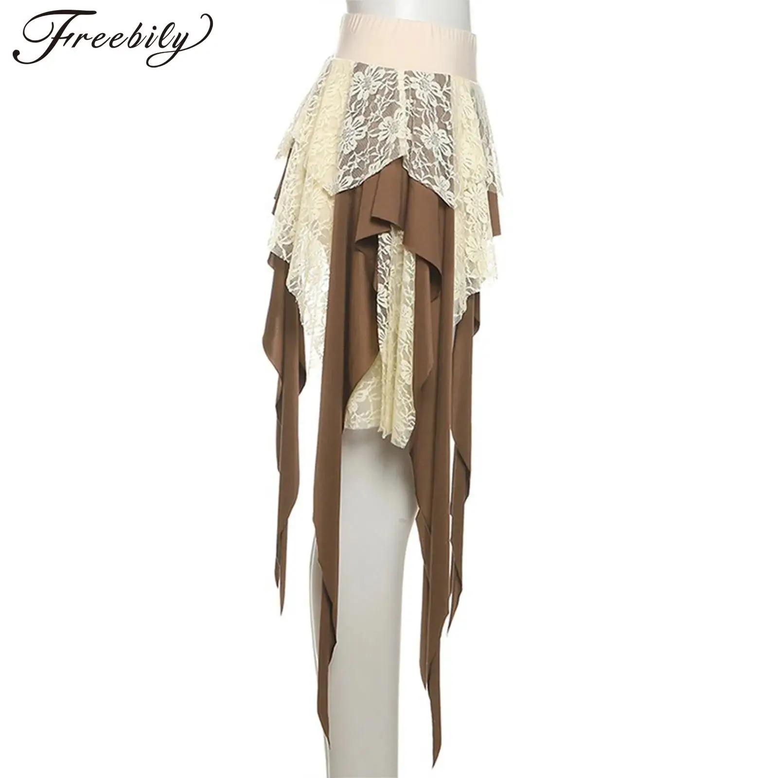 Falda Vintage de los años 90 con volantes en cascada para mujer, dobladillo escalonado, disfraz de Rock para Festival de música, trajes de fiesta temática de vaquera, falda femenina