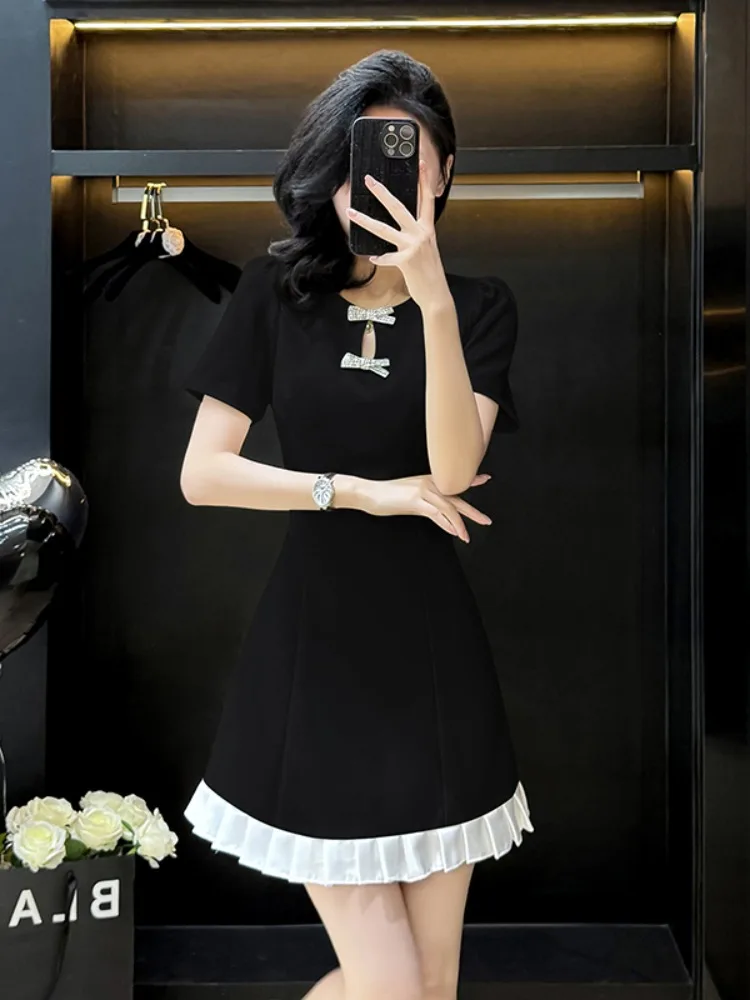 Verano ort Sve Knot Dr Mujer Cintura Cinching Adelgazante Diseño único Sensación de alta gama Little Bla Dr