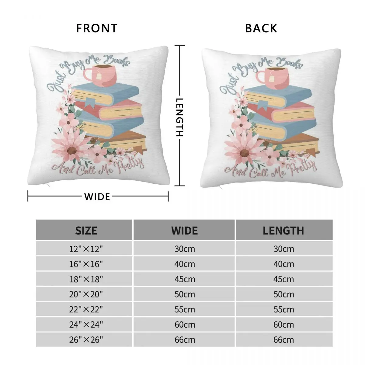 Buy Me Books Call Me Pretty Square Pillowcase Polyester Linen Velvet Pattern Zip Decorative Pillow Case Room Cushion Cover 45x45