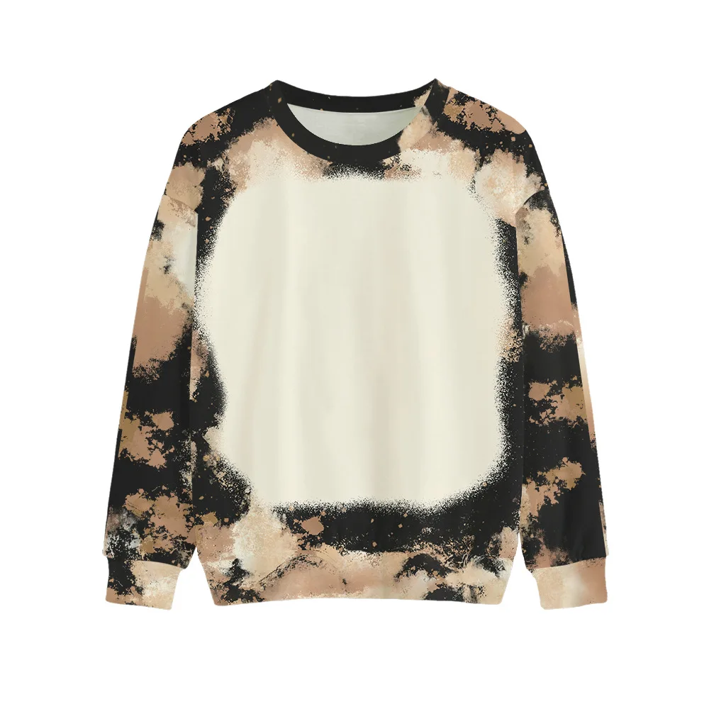 Nowy sublimowany pusty sweter z nadrukiem Tie-dye Casual bluza z okrągłym dekoltem damska/męska na niestandardowe logo z nadrukiem top z długim rękawem